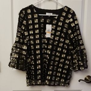 Calvin Klein embroided blouse NWT